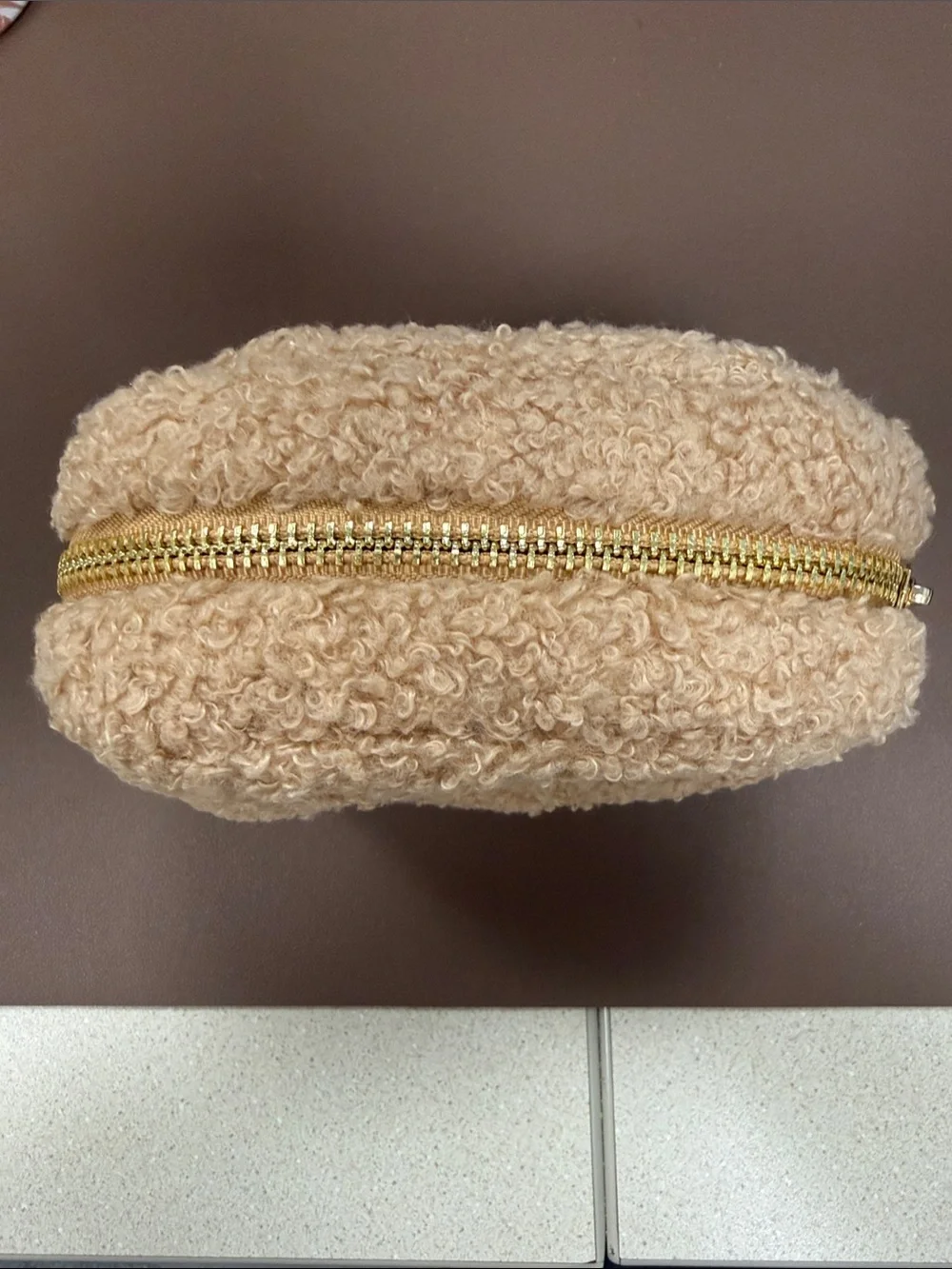Mocha Sherpa Mini Makeup Bag